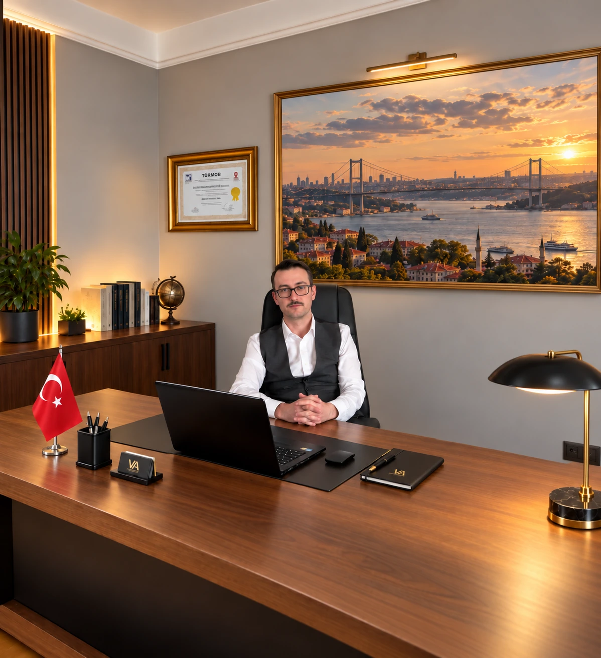 Abdulkadir Kar çalışma ofisinde masa başında
